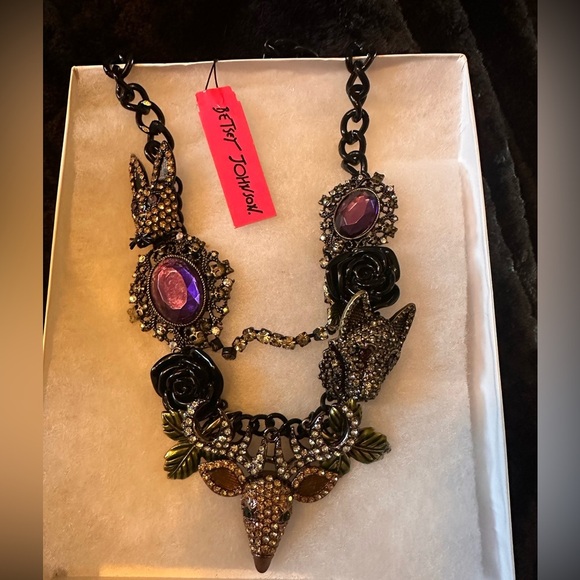 NWT BETSEY JOHNSON RARE Dark Forest Necklace Rabbit Deer Rose Gothic Fairycore - Picture 1 of 6
